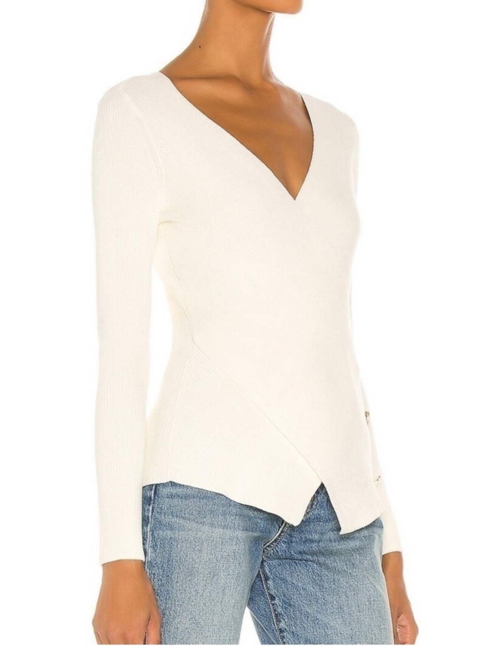 Milly Crossfront Sweater Women’s Size Medium V-Neck Ecru Ivory Revolve EUC - Picture 3 of 10